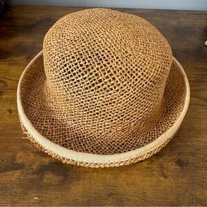 Top This Inc Vintage Straw Bowler Hat Made in USA Open Weave Raffia Derby